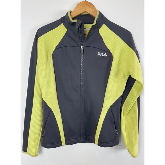 Fila Full Zip Athletic Track Jacket Gray Green Medium - Picture 1 of 10